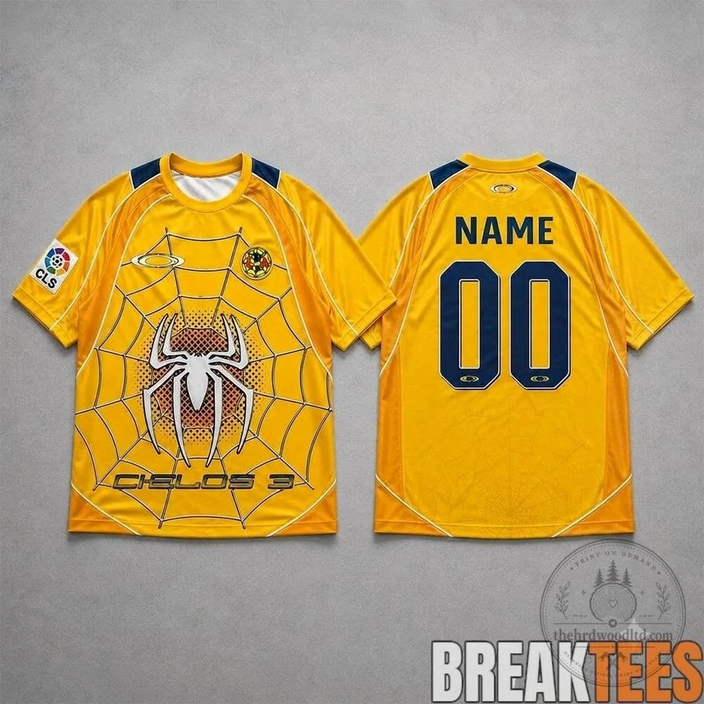 Club America Spider-Man Cielos 3 Yellow Soccer Jersey 3 Club America Spider-Man Cielos 3 Yellow Soccer Jersey