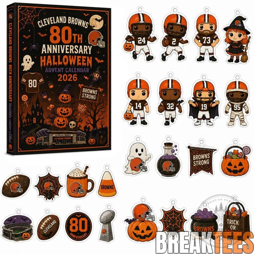 Cleveland Browns 80th Anniversary Halloween Advent Calendar with Football Ornaments