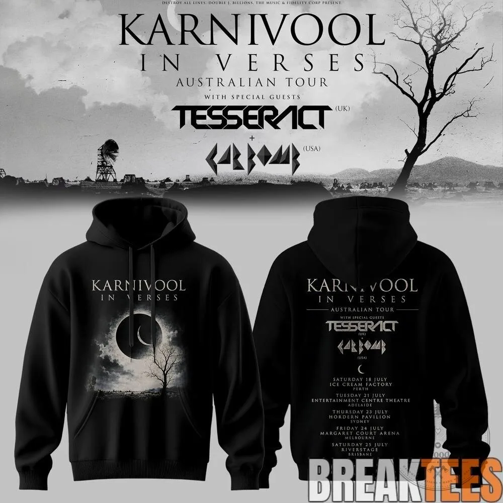 Karnivool In Verses Australian Tour 2026 Black Band Music Hoodie