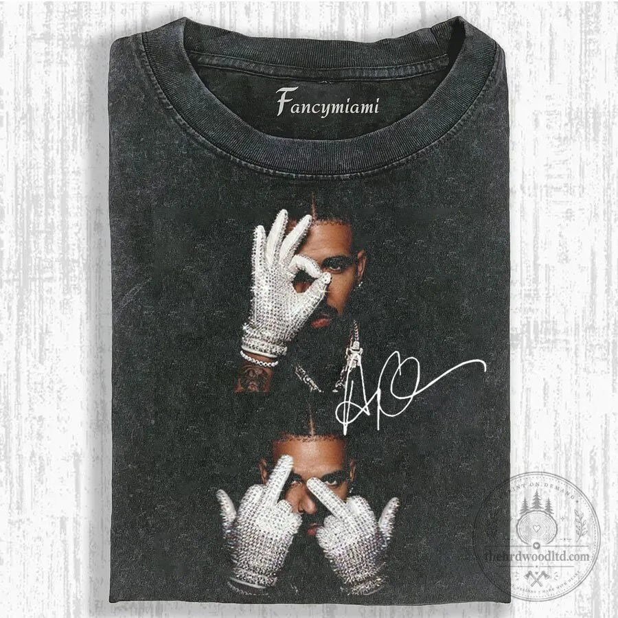 Drake Rhinestone Glove Covering Eye Black Washed T-Shirt 6 Drake Rhinestone Glove Covering Eye Black Washed T-Shirt