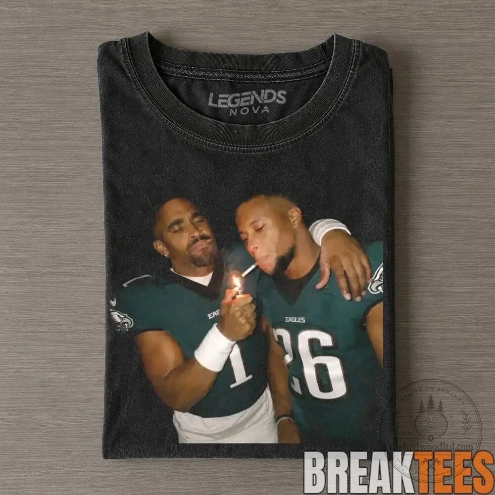 Philadelphia Eagles Jalen Hurts Saquon Barkley Smoking Drinking Middle Finger T-Shirt 3 Philadelphia Eagles Jalen Hurts Saquon Barkley Smoking Drinking Middle Finger T-Shirt