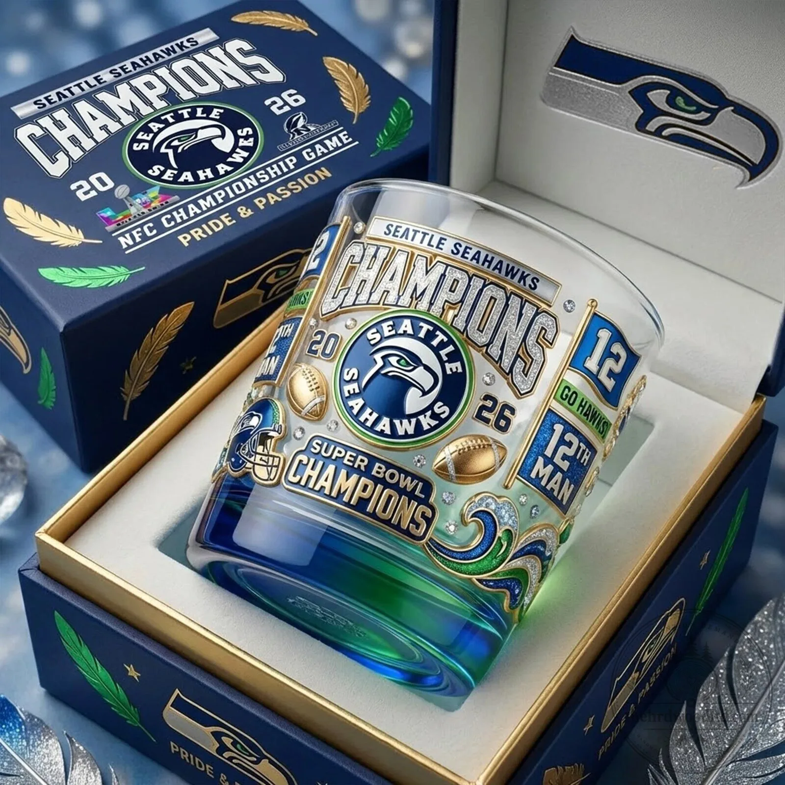 Seattle Seahawks Super Bowl Champions Commemorative Whiskey Glass