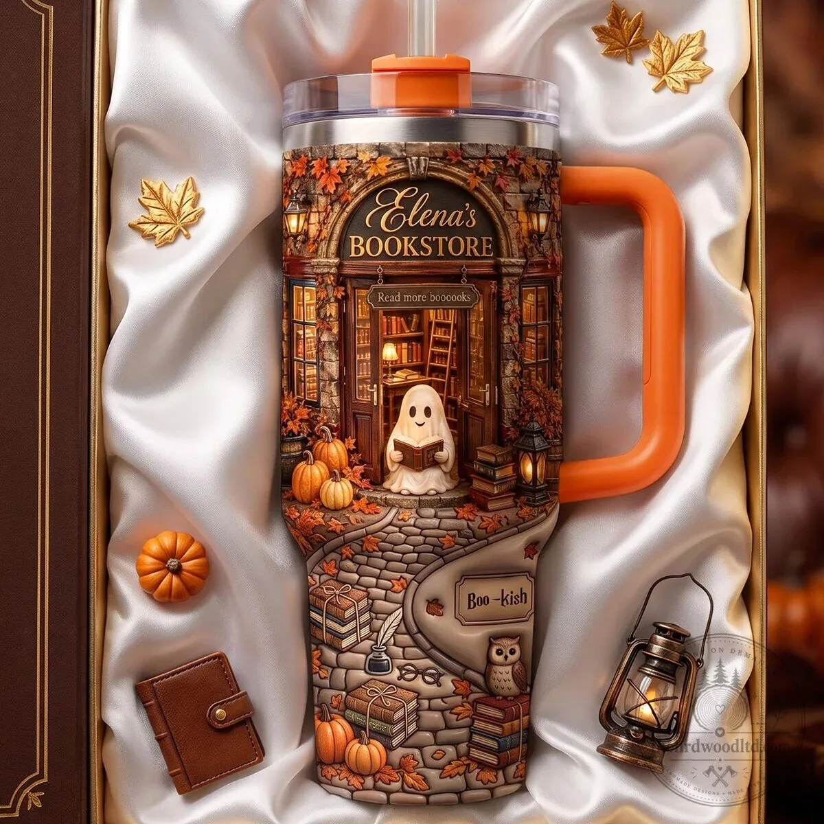 Autumn Boo Bookaholic Personalized Book Lover Ghost 40oz Tumbler with Handle 4 Autumn Boo Bookaholic Personalized Book Lover Ghost 40oz Tumbler with Handle