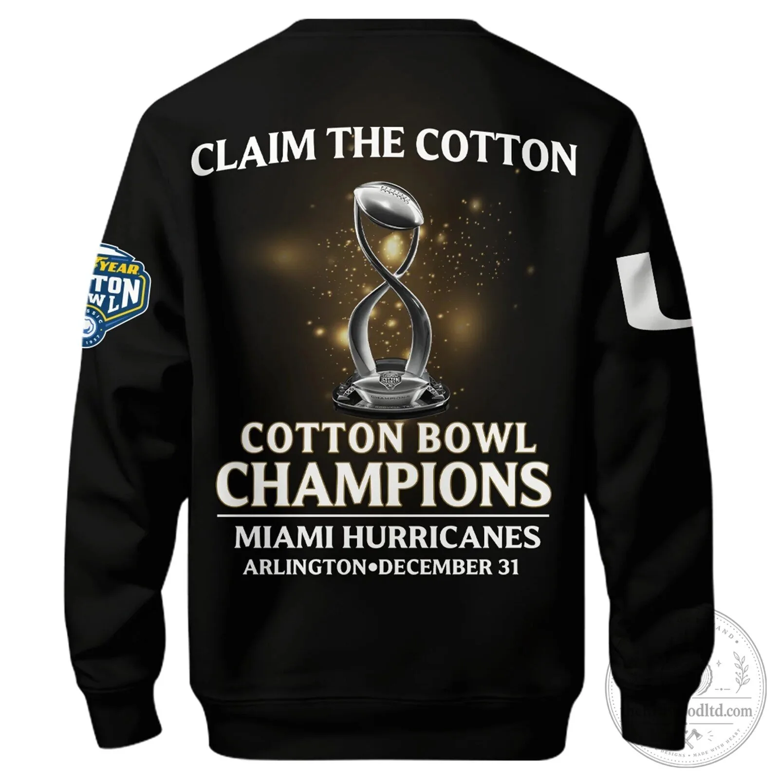 Miami Hurricanes Football Cotton Bowl Champions Black Sweatshirt 7 Miami Hurricanes Football Cotton Bowl Champions Black Sweatshirt