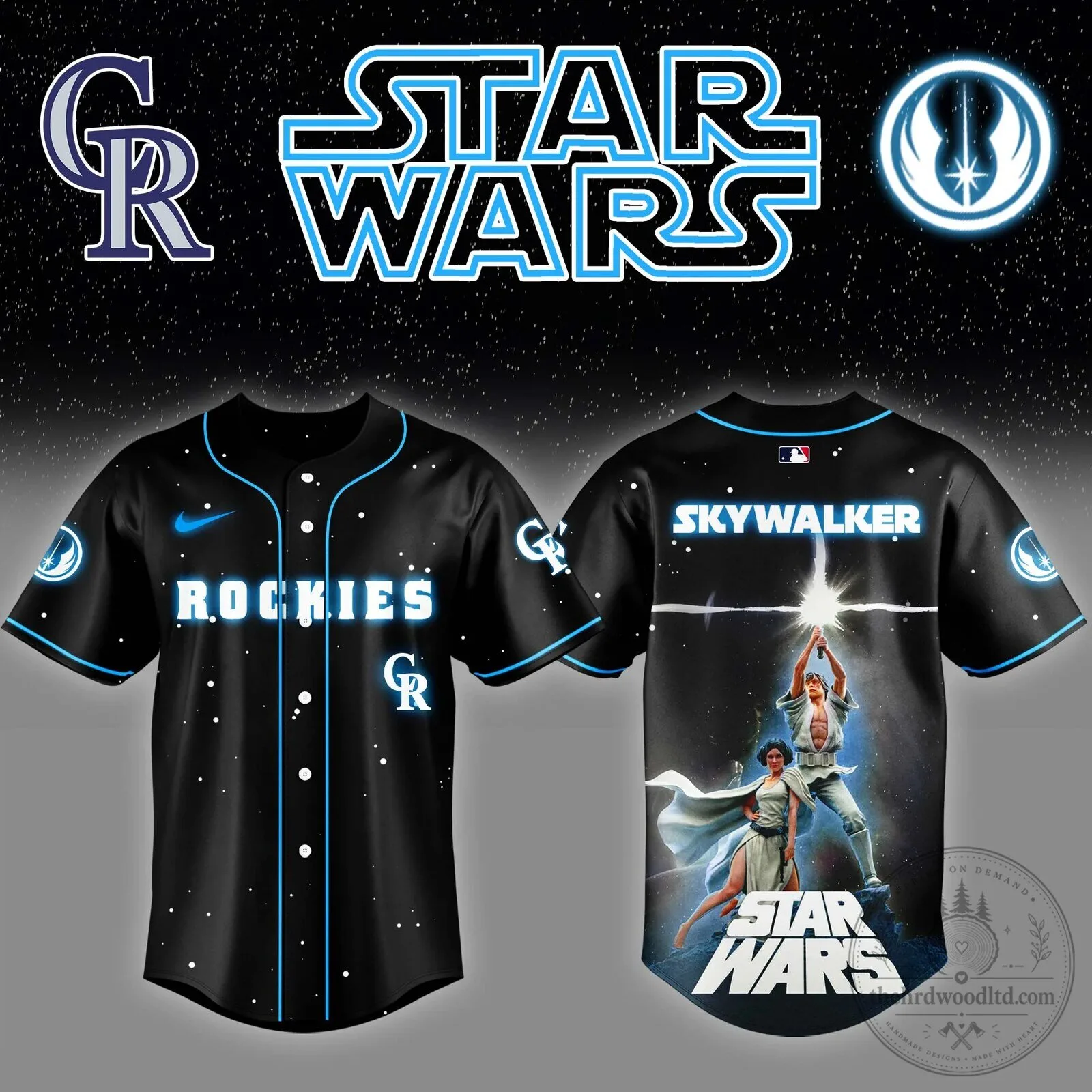 Star Wars Luke Skywalker Colorado Rockies Baseball Jersey