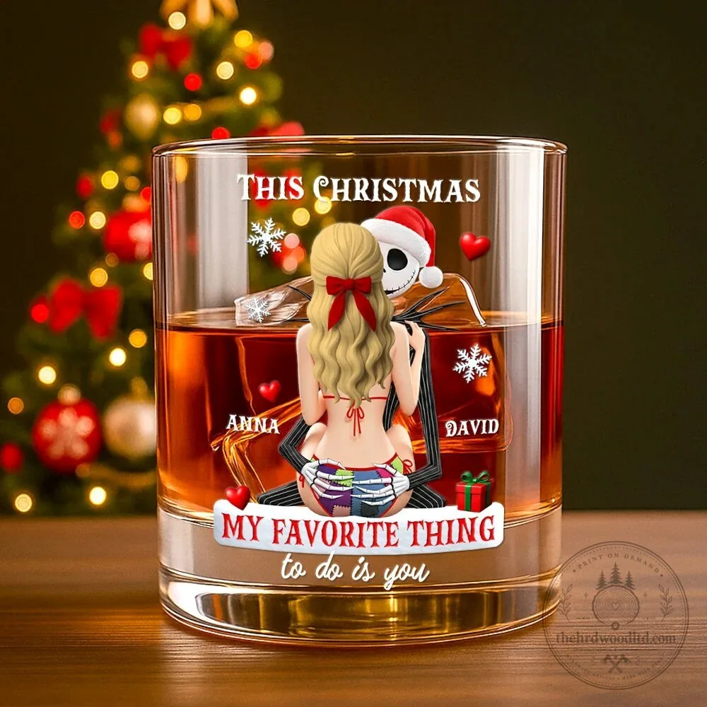 Personalized Jack Skellington and Sally Christmas Couple Drinking Glass