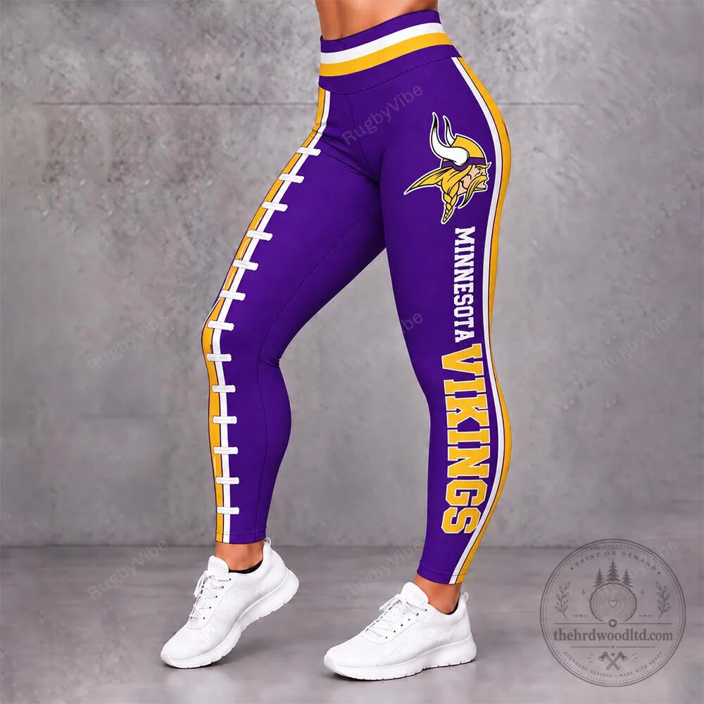 Minnesota Vikings Football Team Purple and Gold Striped Leggings