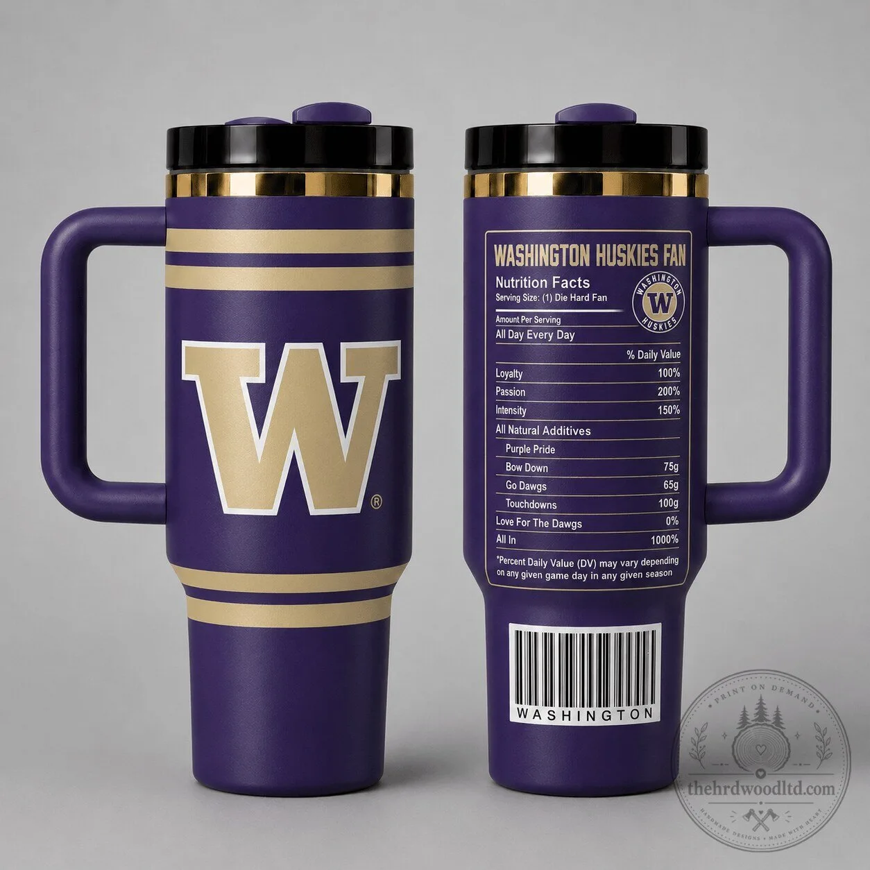 Washington Huskies Football Team Nutrition Facts Insulated Tumbler
