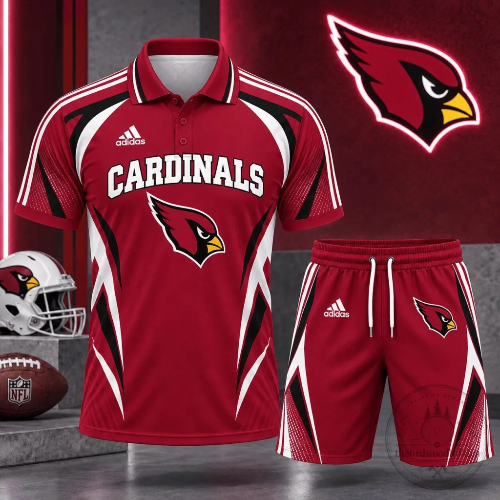 Arizona Cardinals Polo Shirt and Shorts Set - NFL Football Club Graphic Outfit Arizona Cardinals Polo Shirt and Shorts Set - NFL Football Club Graphic Outfit