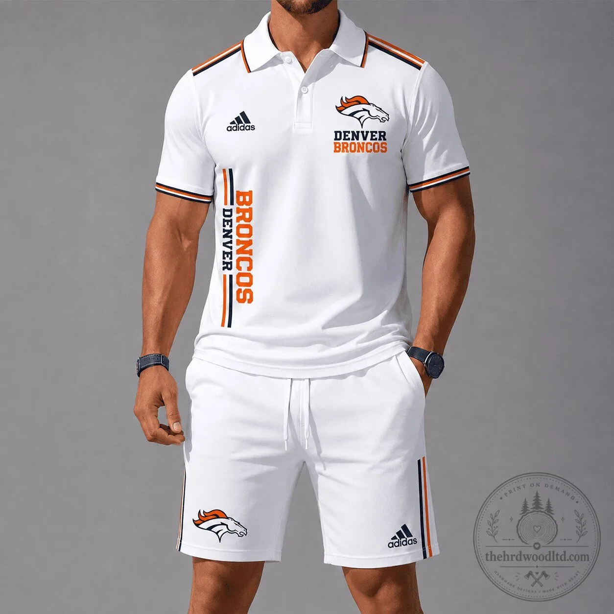 Denver Broncos National Football League Team Logo White Polo Shirt