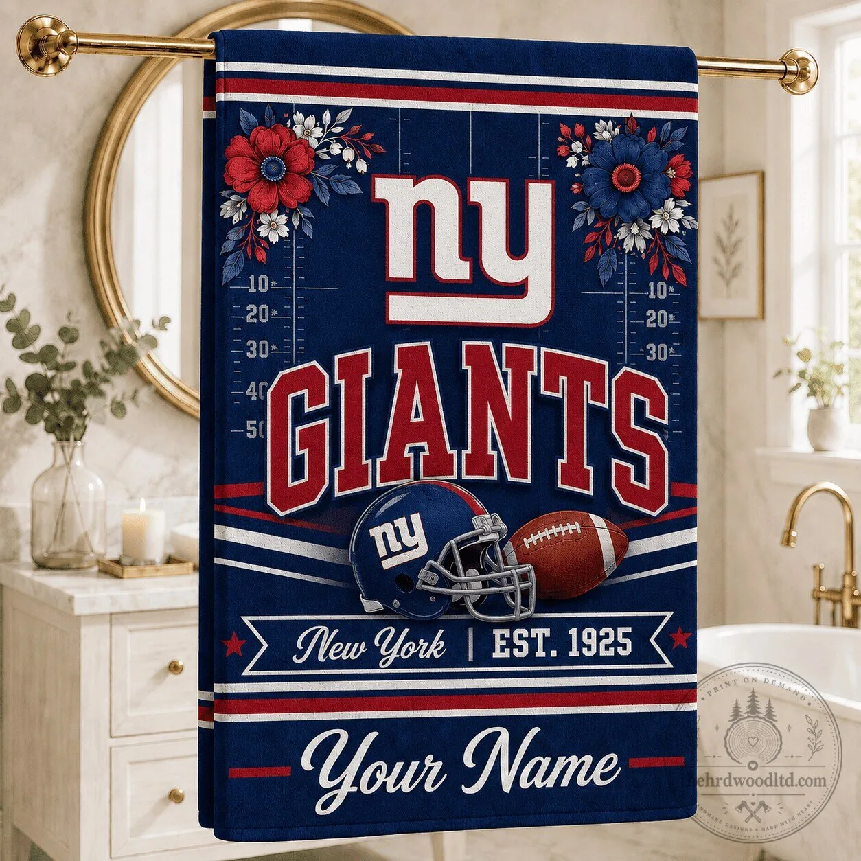 New York Giants NFL Football Team Personalized Game Day Bath Towel