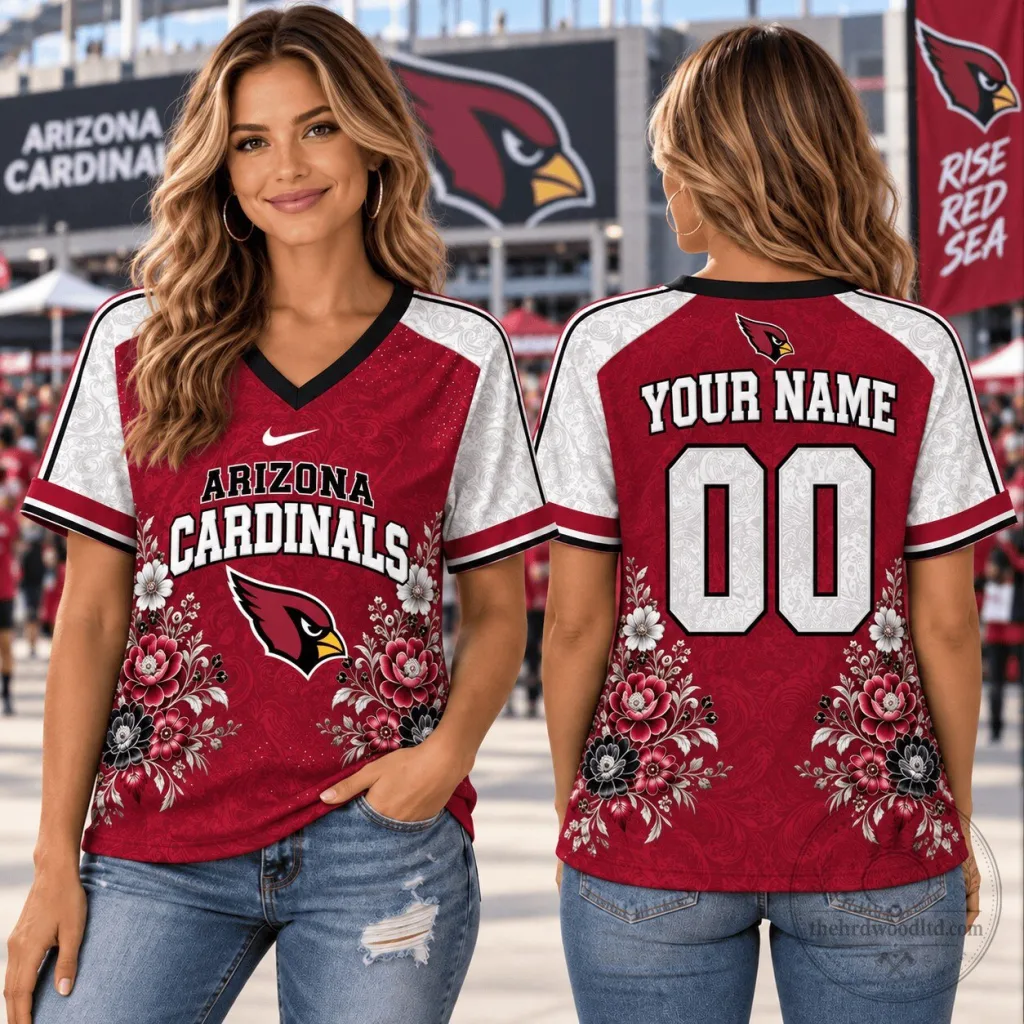 Arizona Cardinals Personalized V-Neck T-Shirt for Women 1d Fan Shirt Arizona Cardinals Personalized V-Neck T-Shirt for Women 1d Fan Shirt