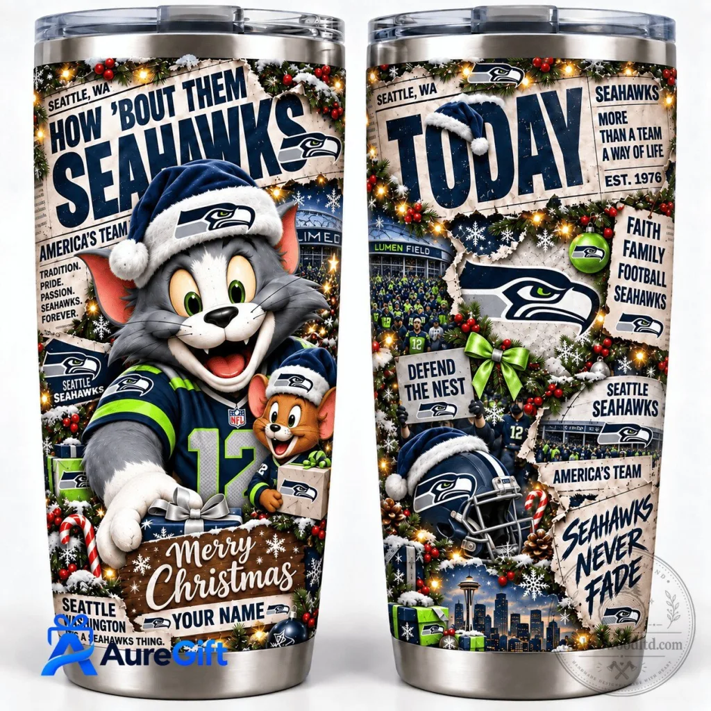 Seattle Seahawks Tom and Jerry Christmas Personalized Stainless Steel Tumbler Seattle Seahawks Tom and Jerry Christmas Personalized Stainless Steel Tumbler