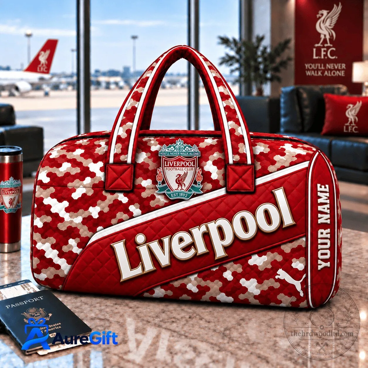 Liverpool Football Club Personalized Red Camouflage Quilted Duffel Bag 1 Liverpool Football Club Personalized Red Camouflage Quilted Duffel Bag