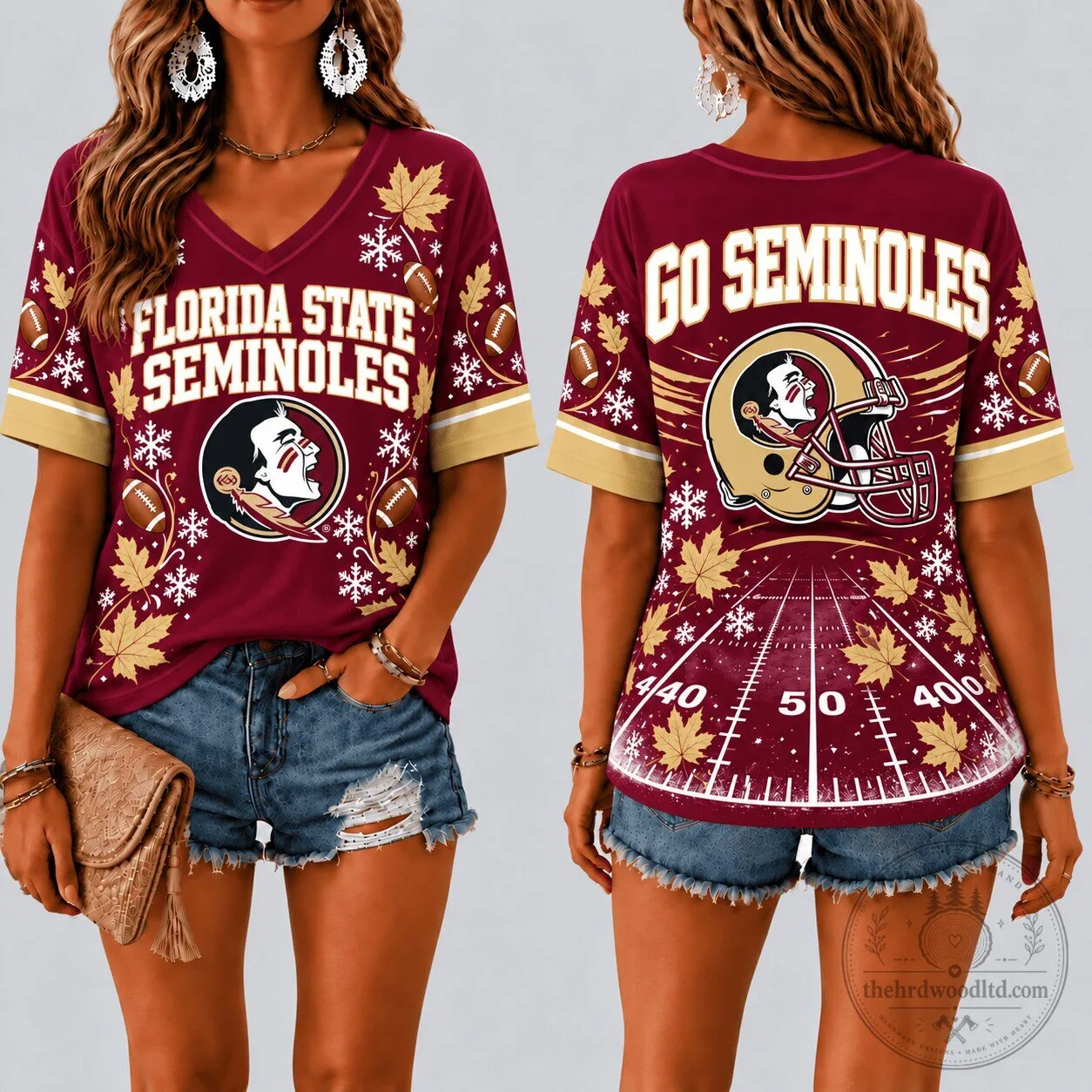 Florida State Seminoles Football Team Fall Season V-Neck T-Shirt