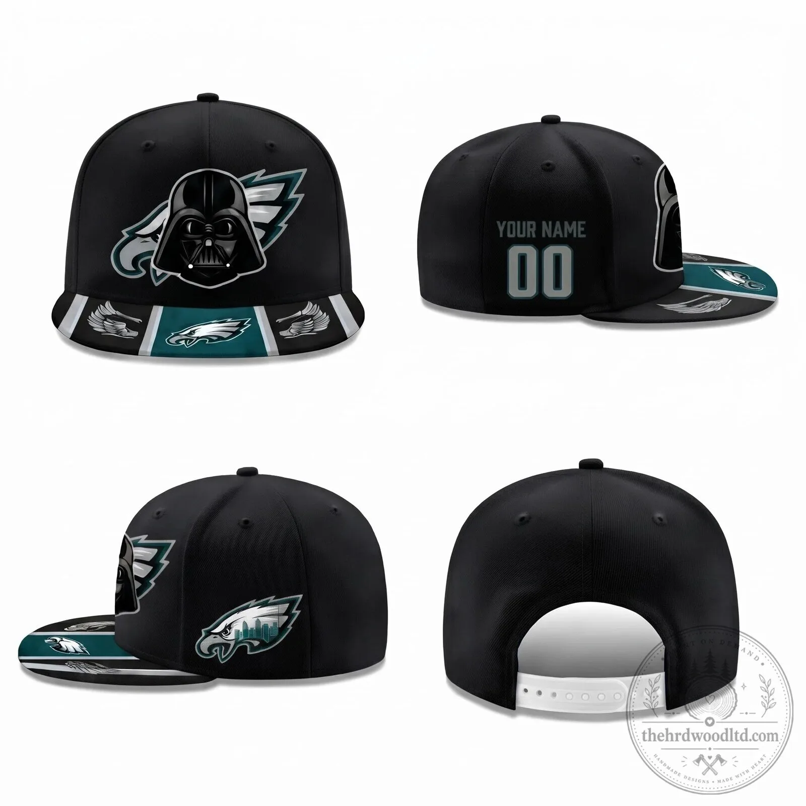 Philadelphia Eagles Darth Vader Star Wars Custom Name Number Snapback Cap Hat