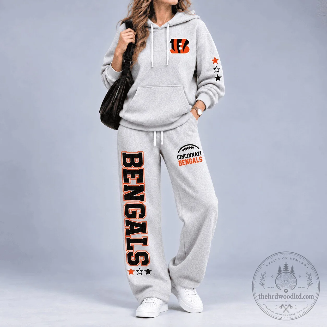 Cincinnati Bengals Football Team Logo Hoodie and Pants Set for Women