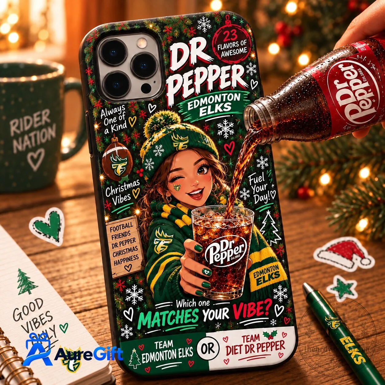 Edmonton Elks Football Dr Pepper Christmas Cartoon Girl Phone Case