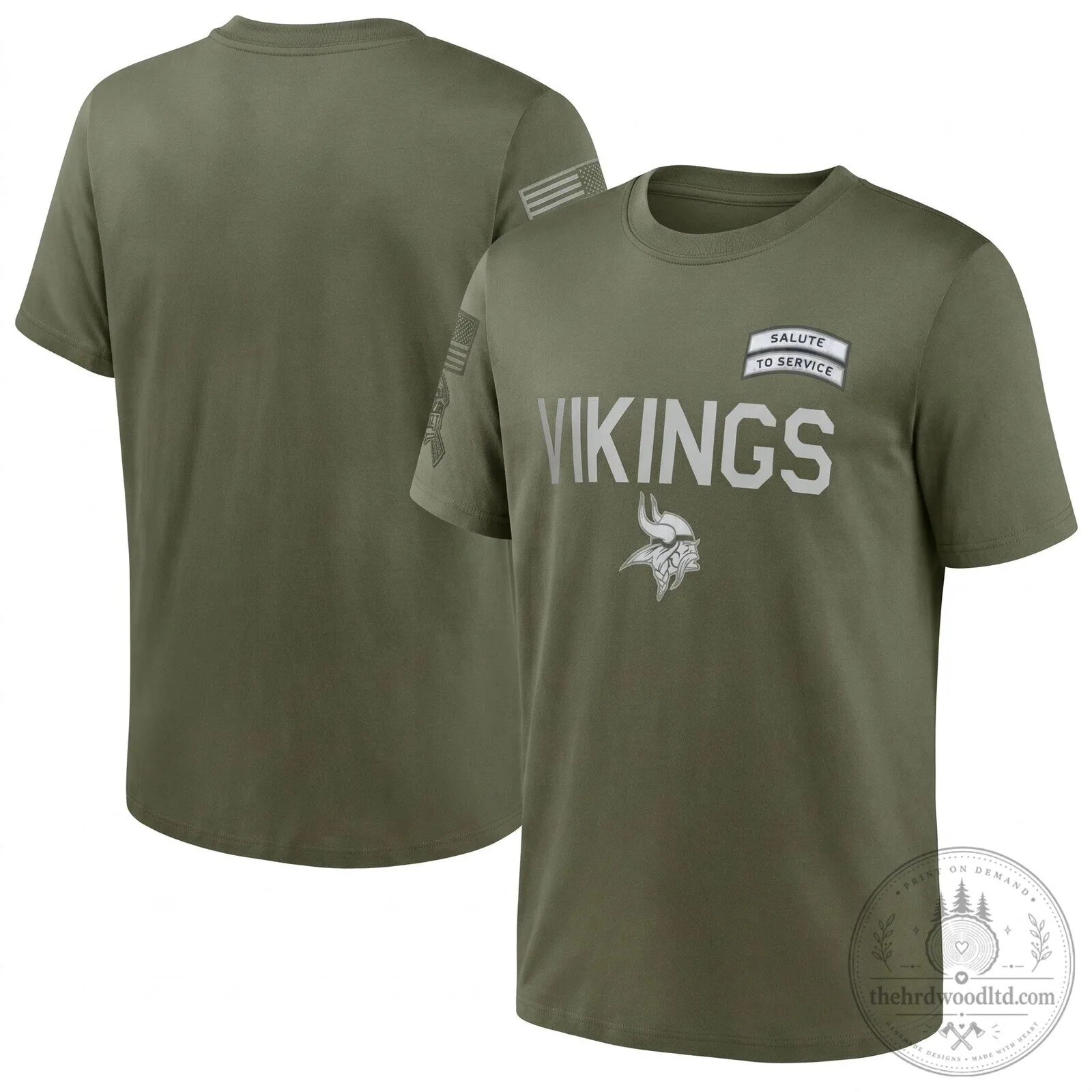 Military Green T-Shirt 2026 Edition Salute To Service for Minnesota Vikings Fans