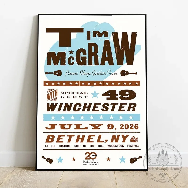 Tim McGraw Pawn Shop Guitar Tour 2026 Bethel New York Concert Poster