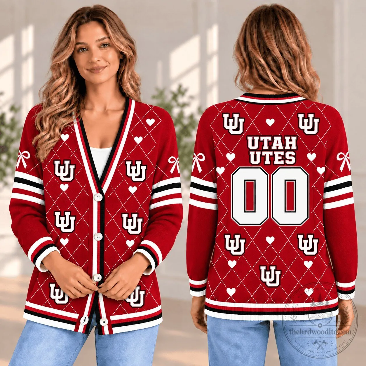 Utah Utes Personalized Team Spirit Cardigan Sweater