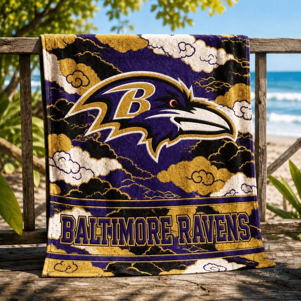 Baltimore Ravens NFL Football Team Logo Beach Towel for Summer Baltimore Ravens NFL Football Team Logo Beach Towel for Summer