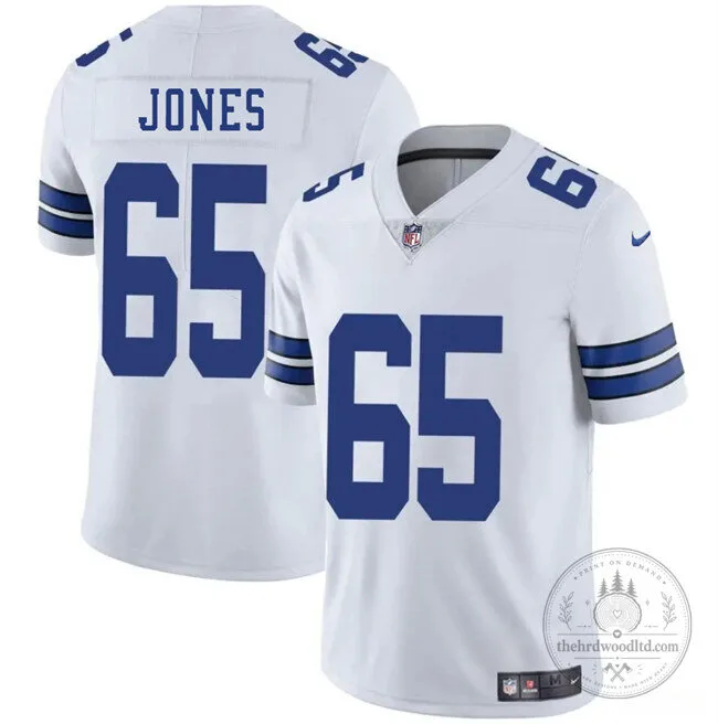 Dallas Cowboys Football Robert Jones Number 65 White Game Jersey