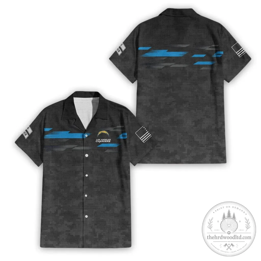 Los Angeles Chargers Salute To Service Thin Blue Line Hawaiian Shirt Los Angeles Chargers Salute To Service Thin Blue Line Hawaiian Shirt