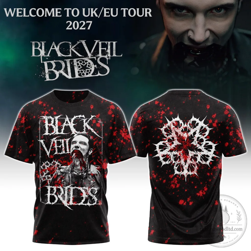 Black Veil Brides Welcome To UK EU Tour 2027 Band Concert T-Shirt Black Veil Brides Welcome To UK EU Tour 2027 Band Concert T-Shirt