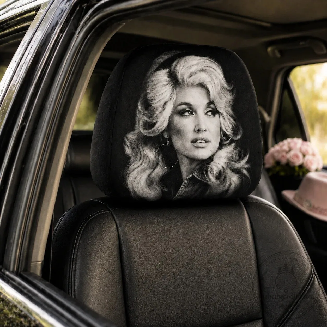 Country Music Dolly Parton Car Headrest Cover for Auto Interior Decor