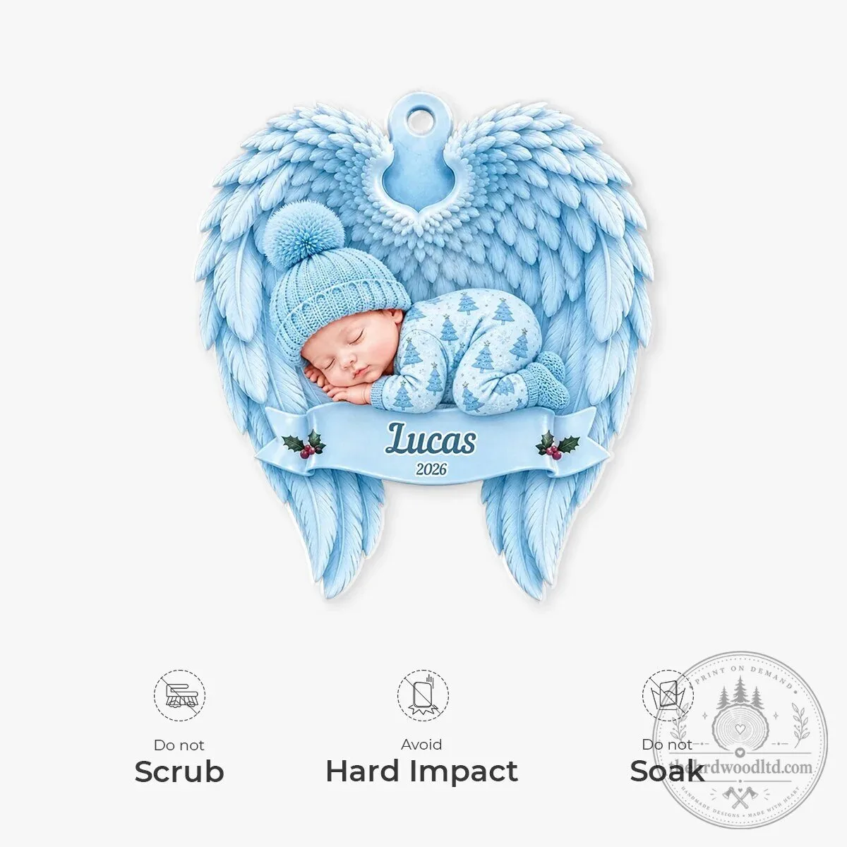 Personalized Sleeping Baby Angel Wings Memorial Christmas Ornament 11 Personalized Sleeping Baby Angel Wings Memorial Christmas Ornament