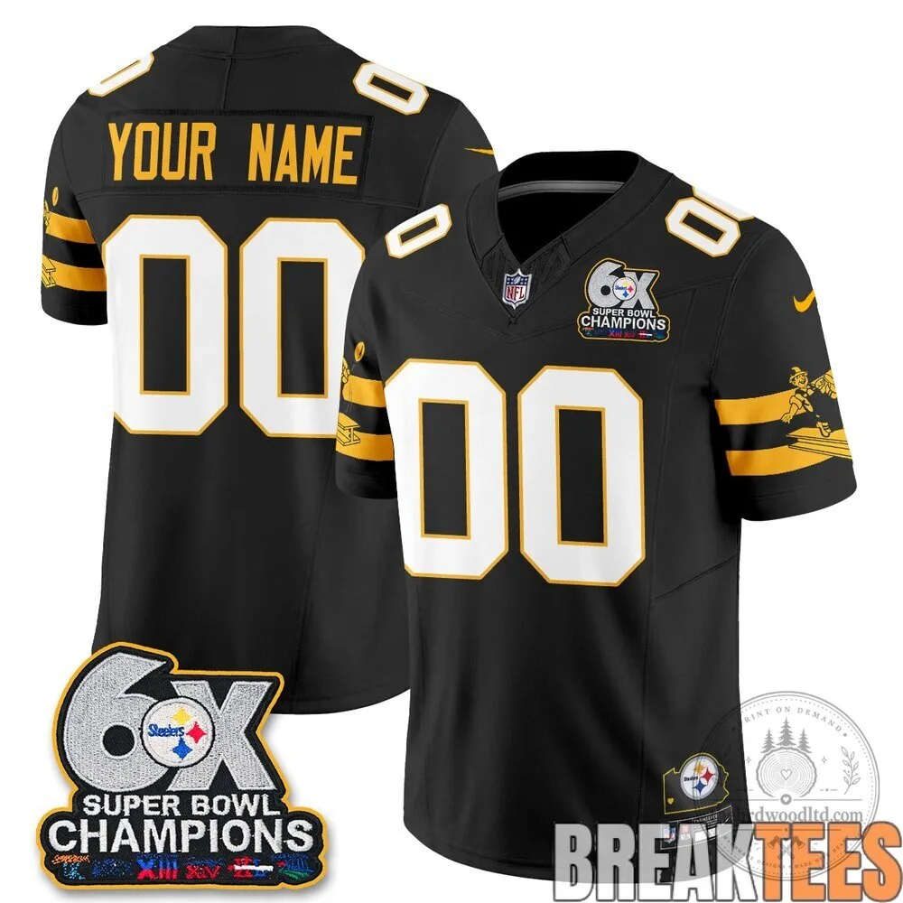 Pittsburgh Steelers Six-Time Super Bowl Champions Custom Football Jersey 4 Pittsburgh Steelers Six-Time Super Bowl Champions Custom Football Jersey