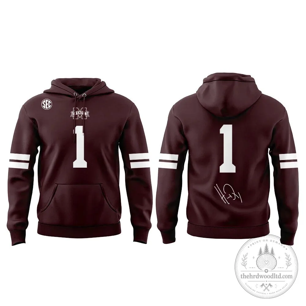 HARDY Hail Mississippi State University Maroon Number 1 Signature Hoodie 4 HARDY Hail Mississippi State University Maroon Number 1 Signature Hoodie