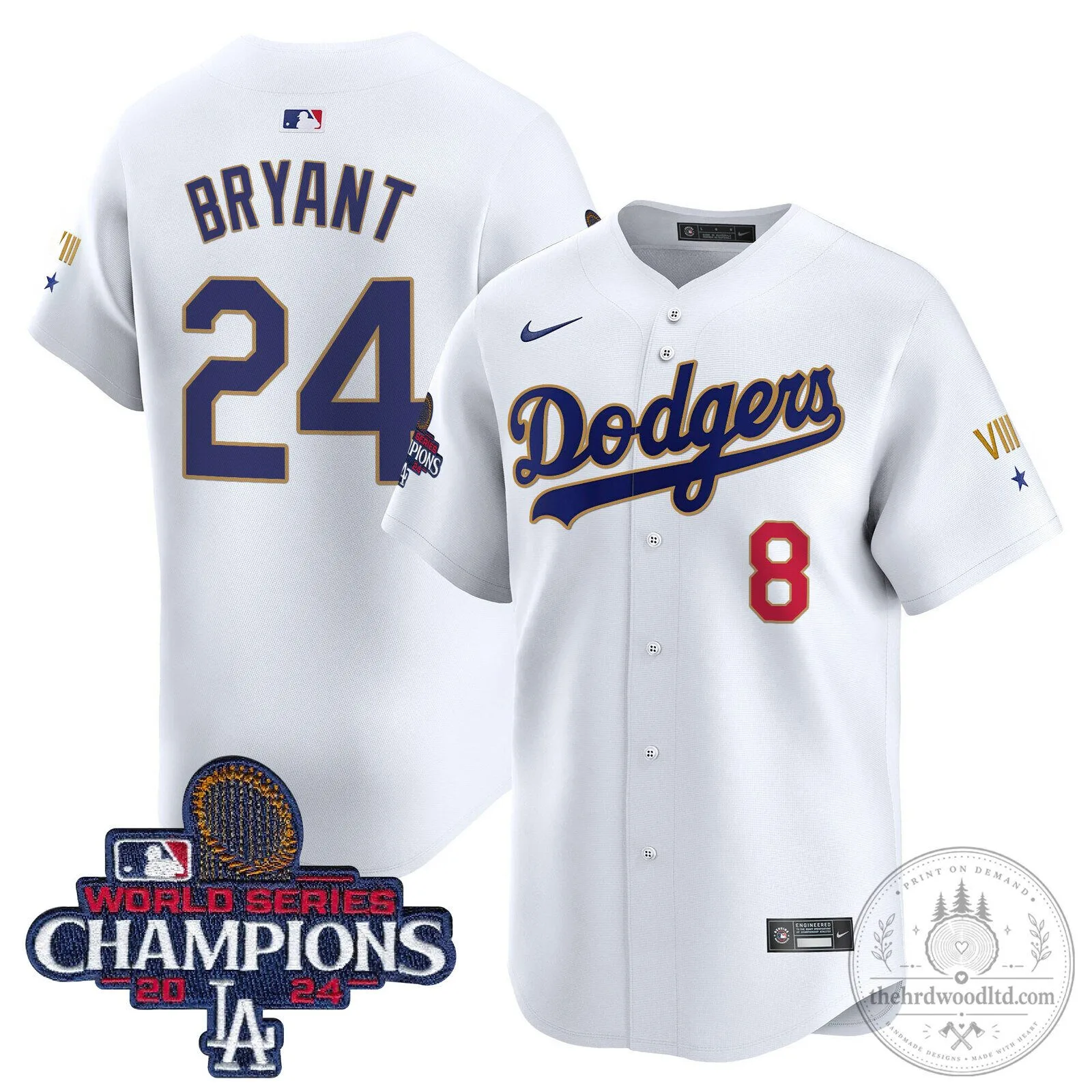 Dodgers Shohei Ohtani 2024 World Series Champions White Baseball Jersey 44 Dodgers Shohei Ohtani 2024 World Series Champions White Baseball Jersey