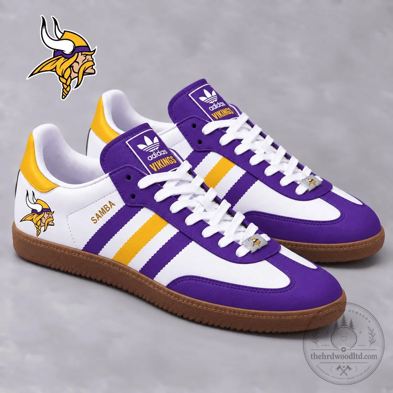 Minnesota Vikings NFL Team Logo Purple and Gold Samba Shoes