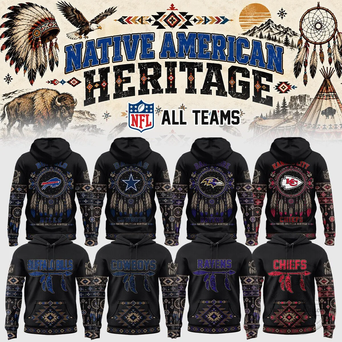 Native American Heritage NFL All Teams Dreamcatcher Hoodie