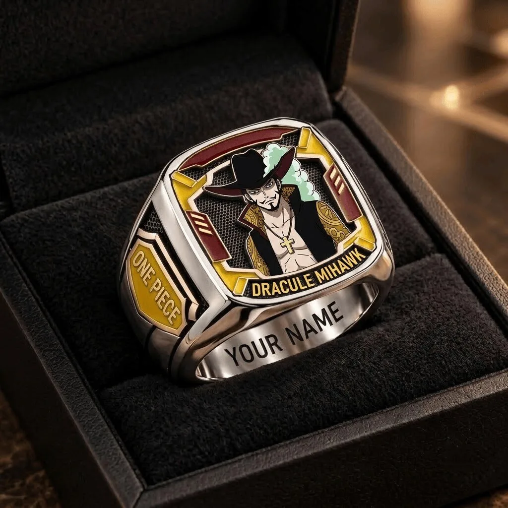 One Piece Dracule Mihawk Anime Character Personalized Ring
