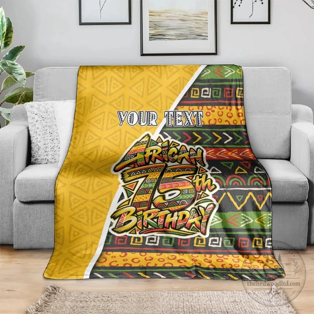 Personalized African 75th Birthday Blanket with Colorful Tribal Geometric Pattern 4 Personalized African 75th Birthday Blanket with Colorful Tribal Geometric Pattern