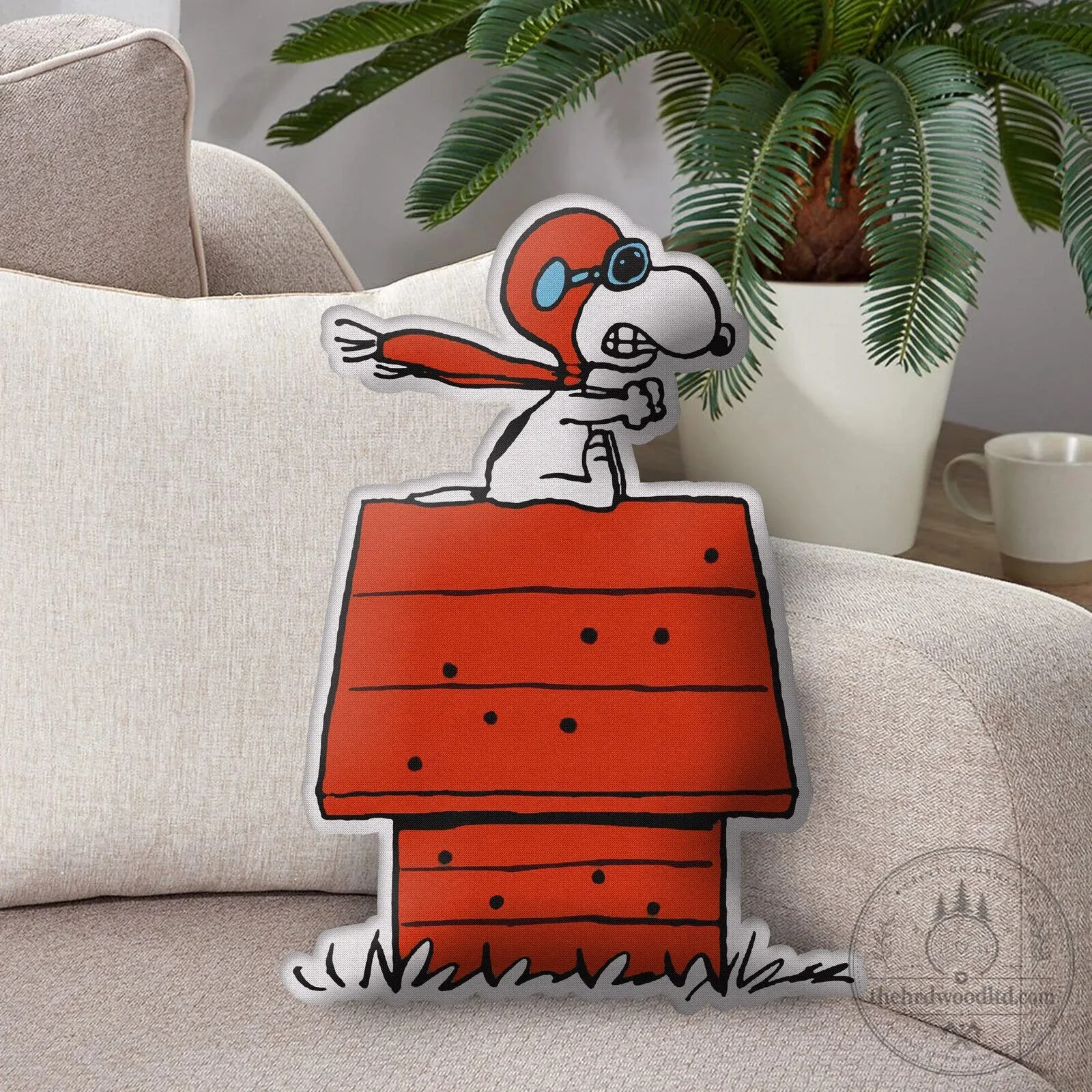 Snoopy Flying Ace Red Baron Doghouse Decorative Throw Pillow