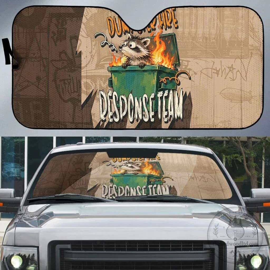Dumpster Fire Response Team Raccoon Funny Car Sun Shade for Vehicle Windshield