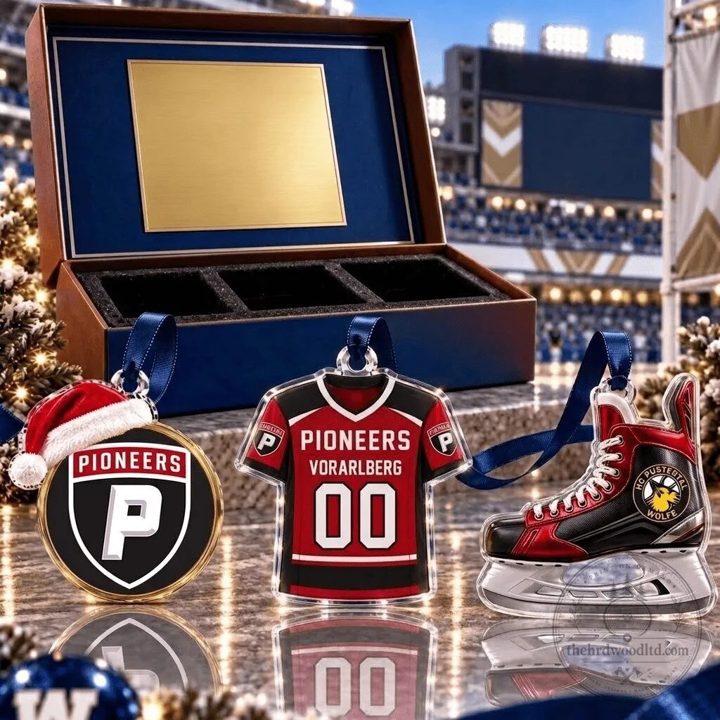 Pioneers Vorarlberg Hockey Team Full Set of 3 Acrylic Christmas Ornaments