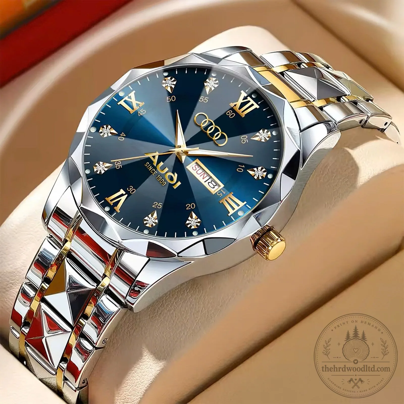 Audi Luxury Men's Watch with Diamond Accents and Stainless Steel Band