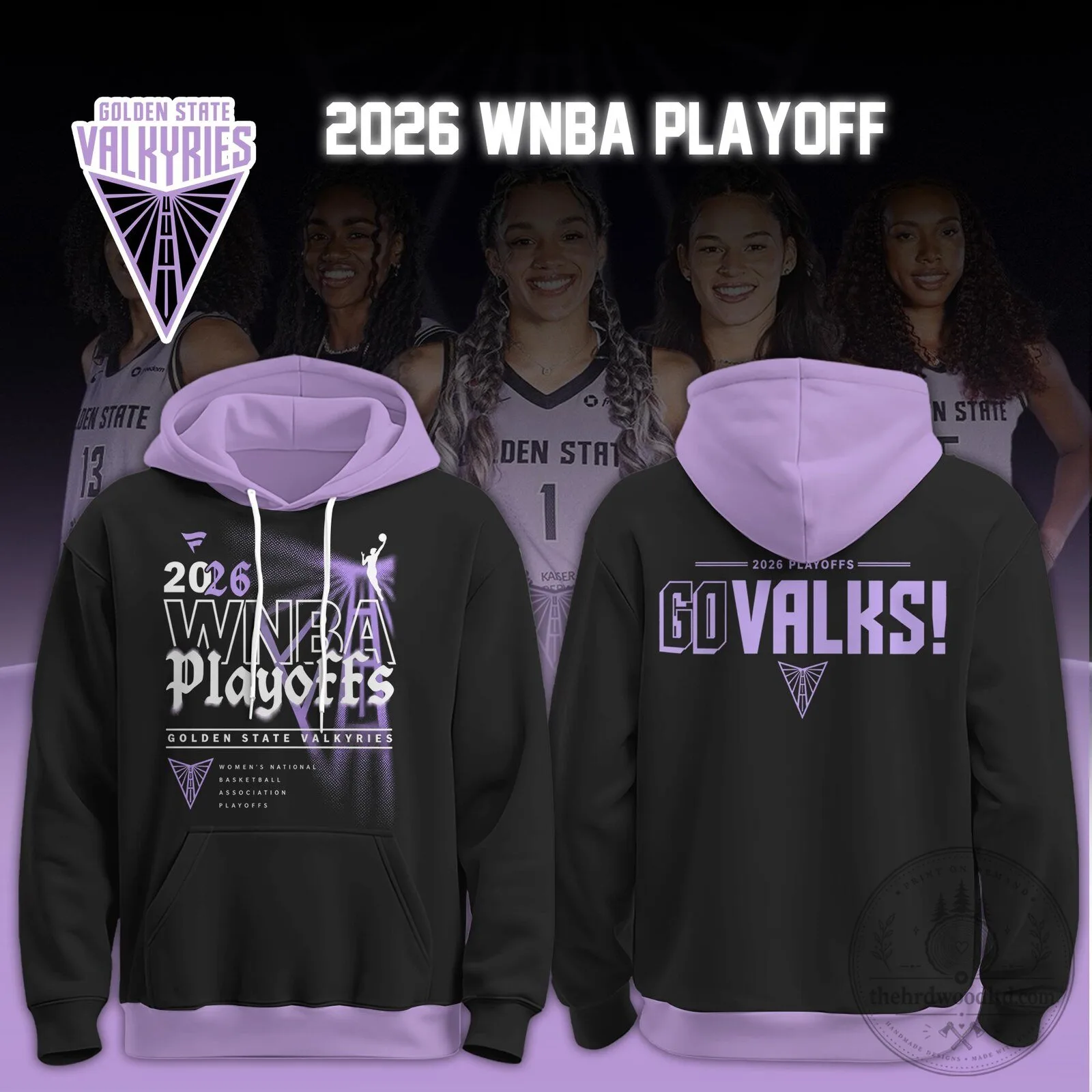 Golden State Valkyries 2026 WNBA Playoffs Black and Purple Hoodie
