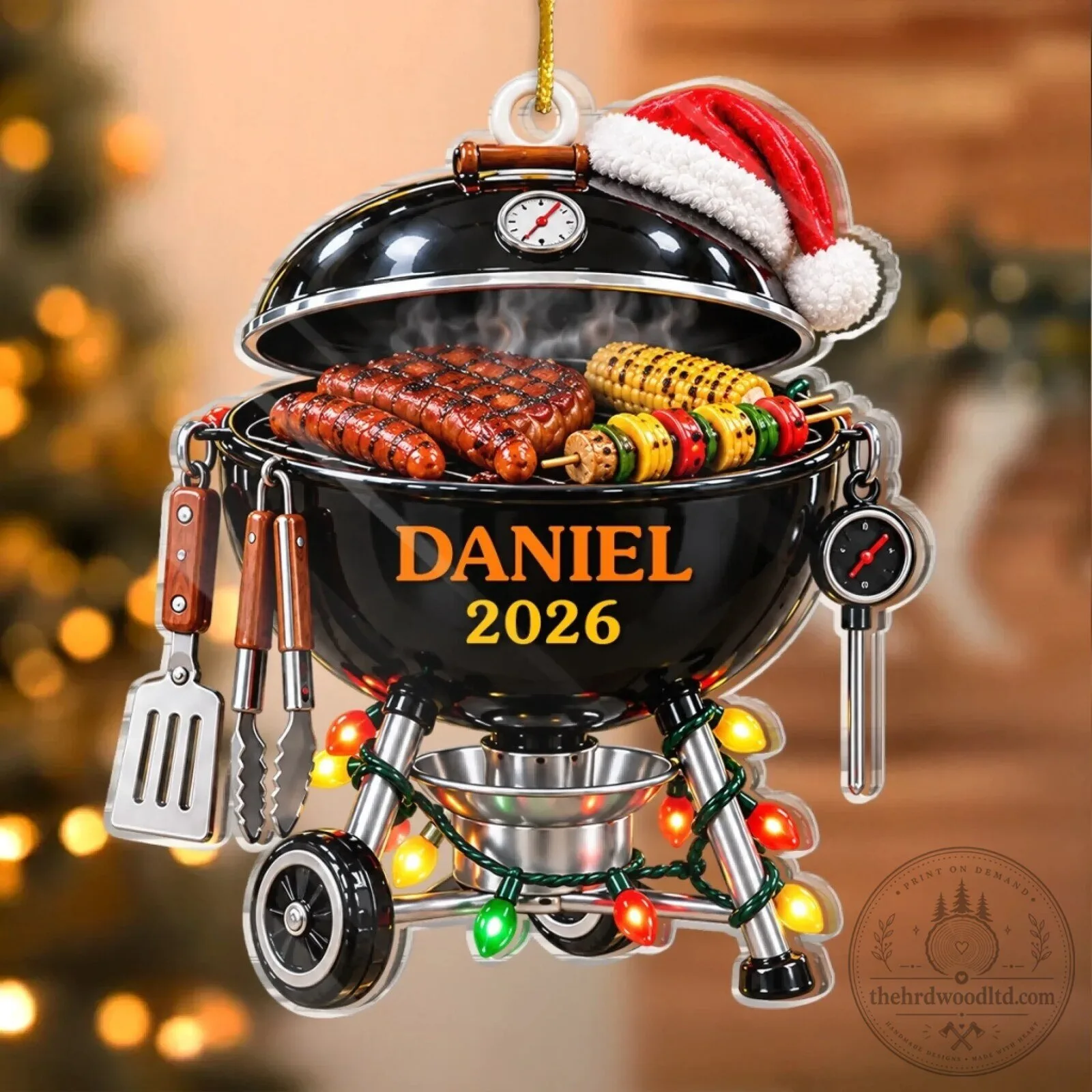 Personalized Christmas Barbecue Grill Master Ornament