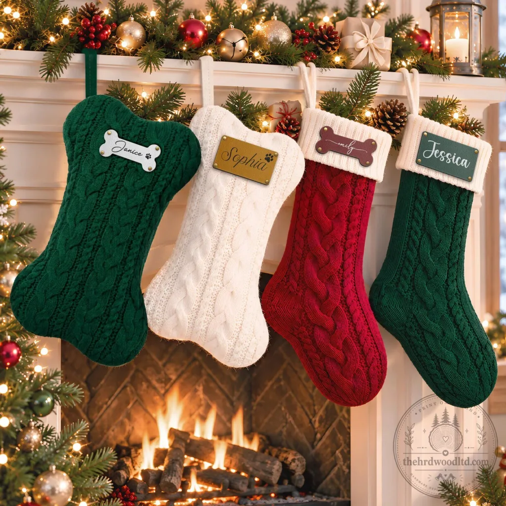 Personalized Cable Knit Christmas Stocking with Custom Name Tag Holiday Decor Personalized Cable Knit Christmas Stocking with Custom Name Tag Holiday Decor