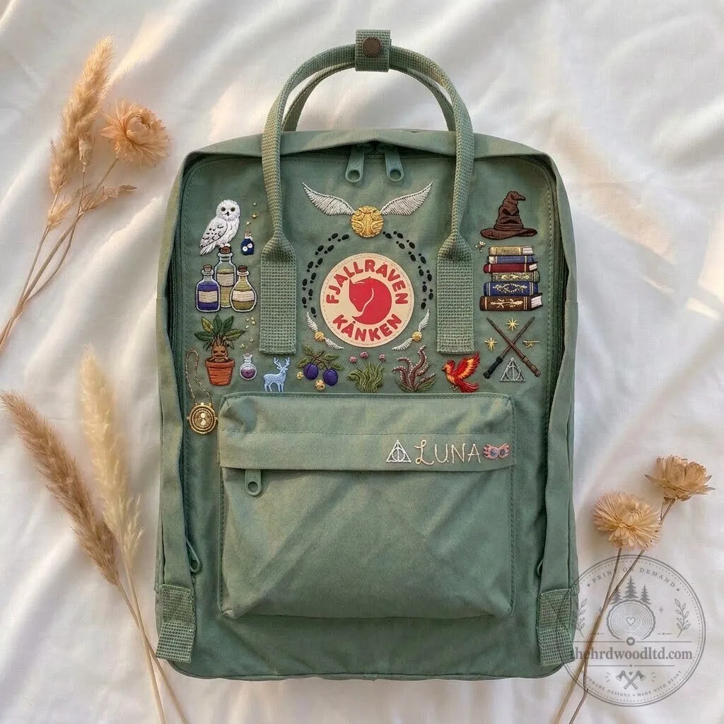 Harry Potter Magical Creatures and Spells Embroidered Backpack 8 Harry Potter Magical Creatures and Spells Embroidered Backpack