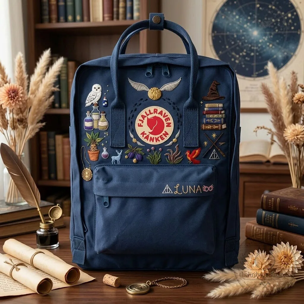 Harry Potter Magical Creatures and Spells Embroidered Backpack 10 Harry Potter Magical Creatures and Spells Embroidered Backpack