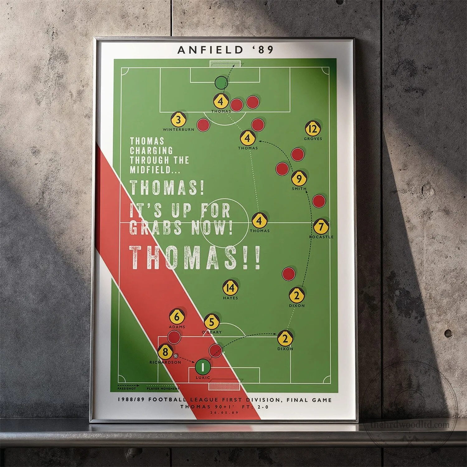Arsenal 1989 Anfield Michael Thomas Goal Football League First Division Final Game Poster