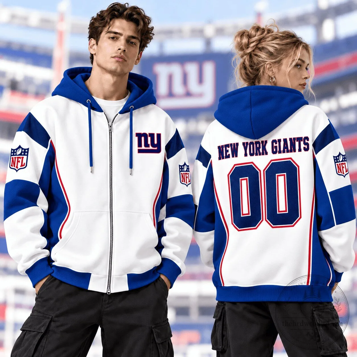 New York Giants NFL Football Team Custom Number Full-Zip Hoodie 1 New York Giants NFL Football Team Custom Number Full-Zip Hoodie