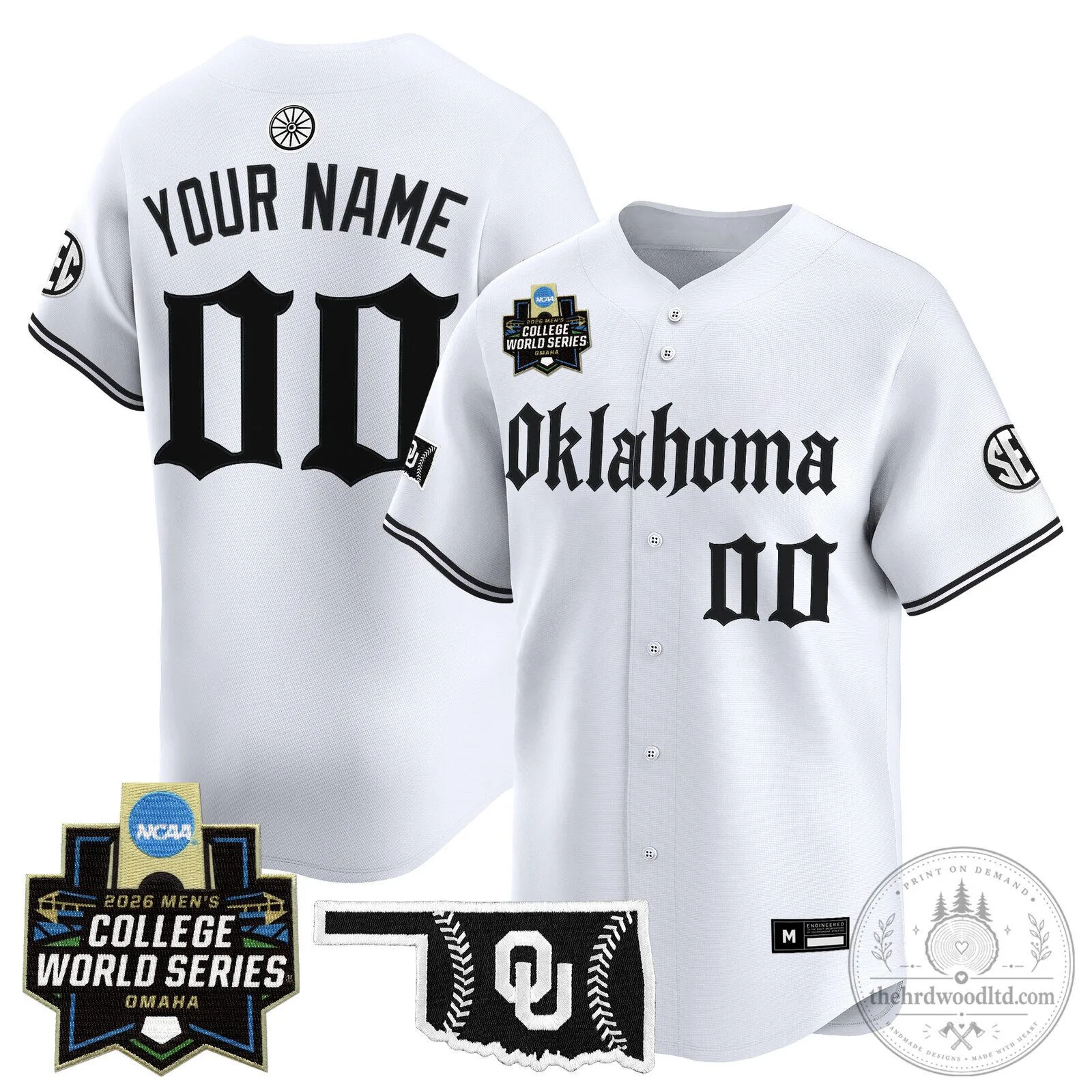 Oklahoma Sooners 2026 College World Series Custom Baseball Jersey